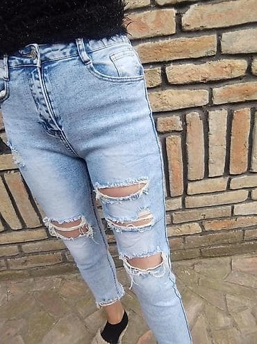 jeans haljine: Farmerke – veličina M - Model: visok struk, slim kroj - Struk: 35 cm — 1
