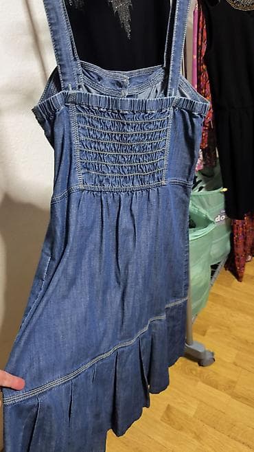 tiffany haljine prolece 2024: Džins haljina na tregere - Materijal: tanji teksas (denim) u plavoj — 3