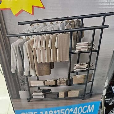 akcija 24.rs namestaj: Metalni podni garderober sa dvostrukom šipkom i policama - Tip — 4