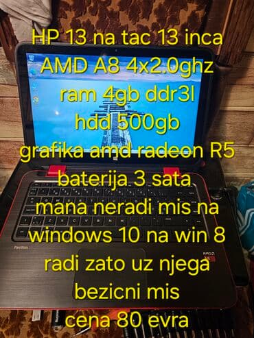 HP: AMD A8, 4 GB OZU, 13.3 "