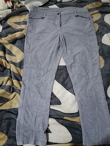 nesal pantalone: Sive ženske somot pantalone CANDAE - Materijal: somot (kord) sa — 2