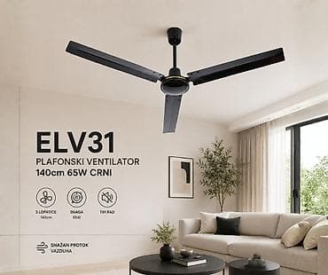 termometar za kuvanje: ELV31 plafonski ventilator – 140 cm, 65 W, crni - Prečnik: 140 cm - 3 — 1