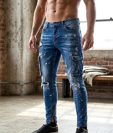 fsbn farmerke: Muške slim-fit farmerke sa cargo detaljima - Materijal: rastegliv — 1