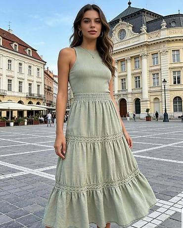 bozicni dzemperi c a: Suknja sa volanima i čipkanim detaljima midi dužina A kroj,višeslojni — 3