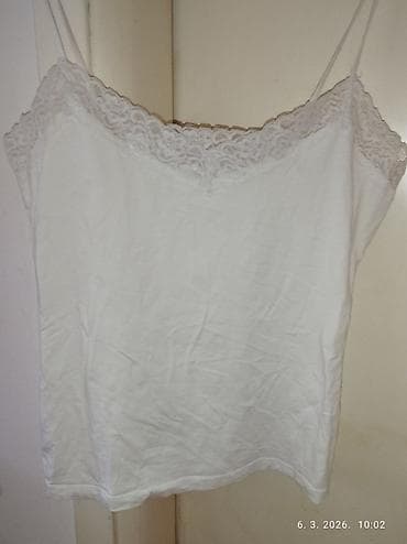Bela ženska potkošulja/top na bretele sa čipkom vl XL - Boja: bela -