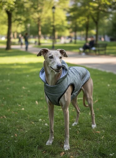 Reflektujući sivi kaput za psa sa kapuljačom - Materijal: spolja — 1