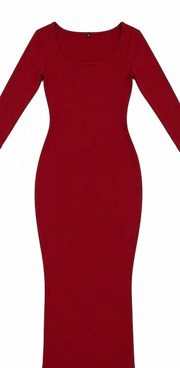 sexy haljine: Kao SKIMS duga-maxi haljina NOVA burgundy-bordo Viralna sexy duga — 4