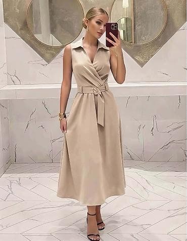 svecane haljine mona: ✨ Haljina – 3000 din Elegantna midi haljina bez rukava sa preklopom i — 2