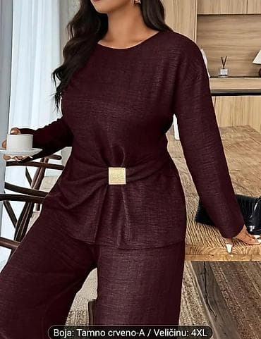 luna kompleti 2023: Damski komplet – tamno crveno (A), veličina 4XL Elegantni dvodelni — 5
