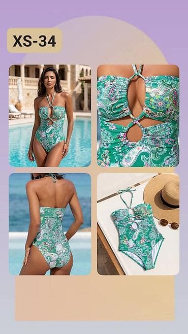 Jednodelni kupaći kostim – model XS-34 - Boja/dezor: tirkizno-zelena