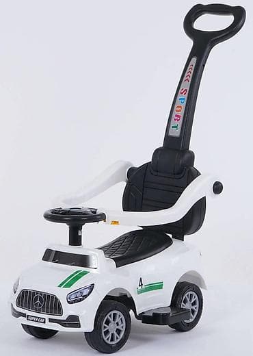 Dečji guralica-auto sa ručkom za roditelja - Sportski dizajn u beloj