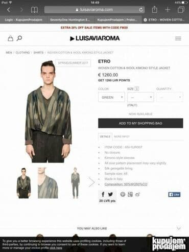 Headgear: Original ETRO Milano kosulja 100% cotron￼ Made in Italy Ramena 48cm — 7