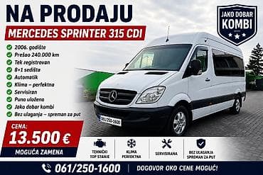 svastara oglasi usluge: Prevoz putnika – Srbija i Evropa (za grupe) Vozilo: Mercedes Sprinter — 3