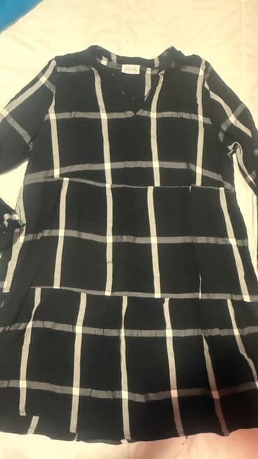 pamucne tunike: Ženska tunika/haljina JANINA - Boja: crna sa velikim belim kariranim — 9