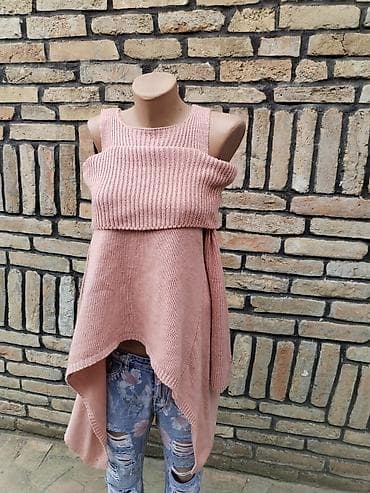 Džemper, veličina L. - Model: asimetrični pleteni džemper/top bez