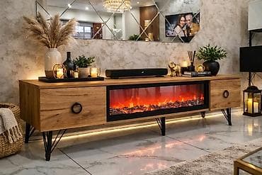 ikea ormarići i komode: TV komoda sa ugrađenim električnim kaminom i LED ambijentalnim — 5
