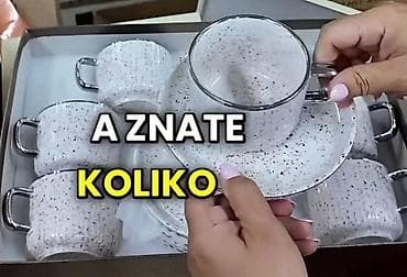 Set šoljica za kafu/čaj sa tacnama, u elegantnom svetlom dezenu sa