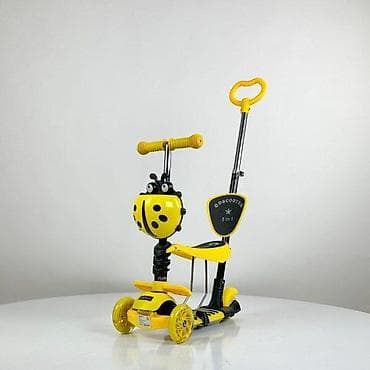 motor guralica za decu: Trotinet Bubamara 5u1 žuti – dečiji trotinet sa sedištem i LED — 1