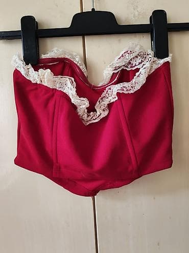 korset majica: Crveni korzet/top bez bretela - Boja: intenzivno crvena - Dizajn — 2