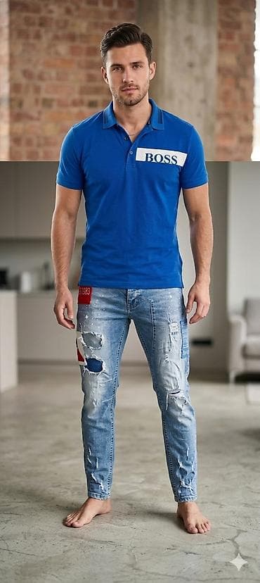 . Komplet: Farmerice i Majica.Muška polo majica – plava - Klasična na lalafo.rs . Komplet: Farmerice i Majica.Muška polo majica – plava - Klasična