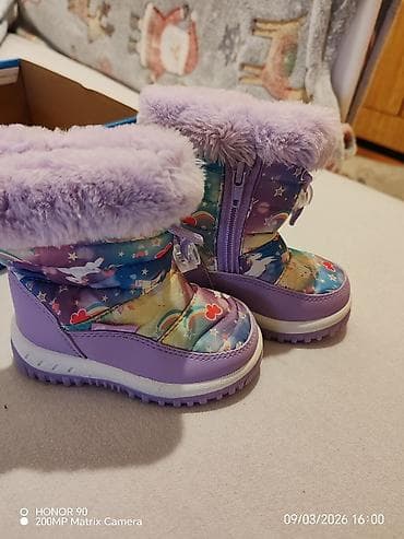 dm patike za vodu: Dečije zimske čizmice – ljubičaste, šareni print (jednorog, zvezdice — 2