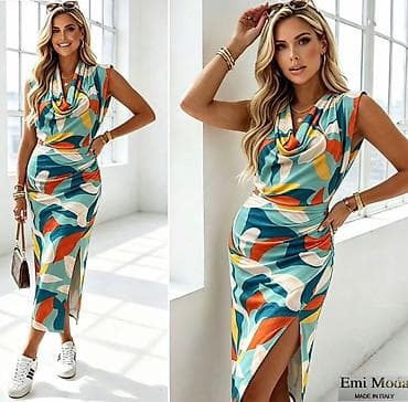 monsoon haljine srbija: ✅Midi/duga haljina sa drapiranim dekolteom i visokim prorezom ✅2300 — 1