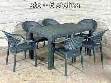 komode sa staklenim vratima: Sto sa 6 stolica — 1