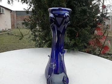 peskarenje stakla: Stara Unikatna Kobaltna Plava Vaza Murano broj 3. Visina 28 cm — 1