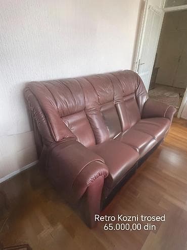 namestaj sa greskom: Set nameštaja – kožna garnitura i retro krevet - Kožne fotelje, 2 — 3