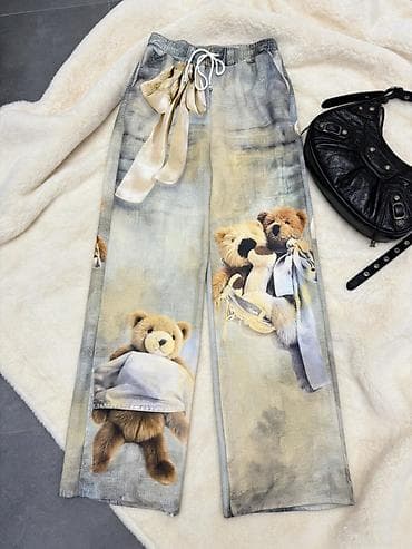 žute pantalone: ❤️Ženske široke pantalone sa printom medvedića
✅2400 din — 5