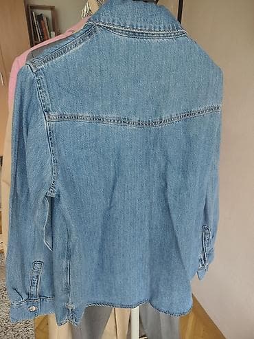 crne tunike: Džins košulja od srednje plavog teksasa - Klasčan kroj sa širim — 2