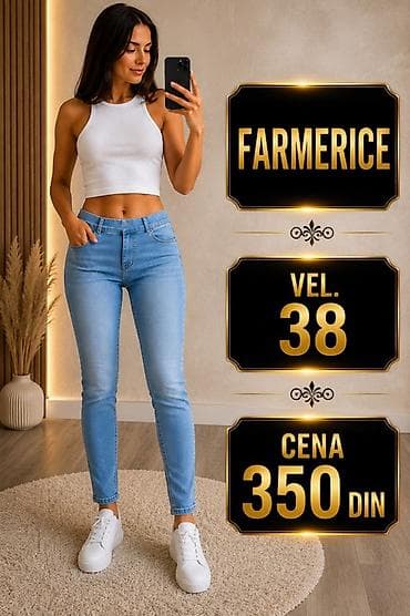 pantalone sa dzepovima: Farmerice – ženske, svetloplave, slim/skinny kroja sa visokim strukom — 1