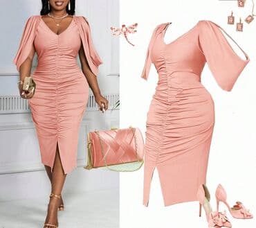 XL (EU 42), color - Pink, Cocktail, Short sleeves