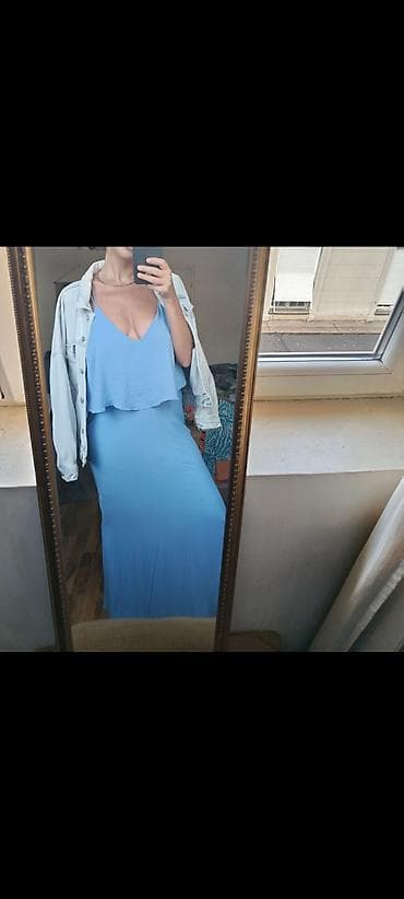 Haljine: Zara Duga letnja haljina na tanke bretele – svetloplava - Model: maxi — 2
