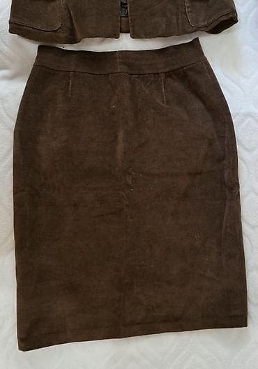 Overalls: Dvodijelni ženski komplet – braon somot - Materijal: somot — 4