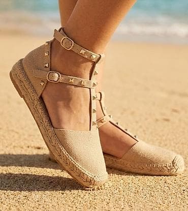 crne espadrile: Ženske espadrile sa kaiševima i nitnama - Model: zatvorena prednja — 1