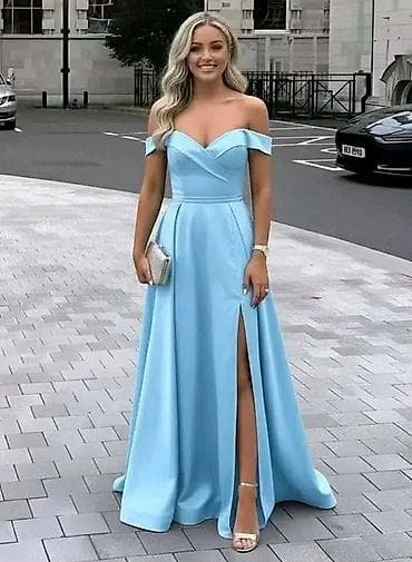 Elegantna duga večernja haljina sa spuštenim ramenima - Kroj