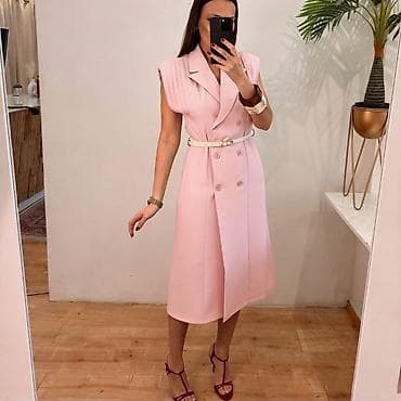 Women's Sweatsuits: Elegantna midi haljina bez rukava sa rever kragnom i dvorednim — 5