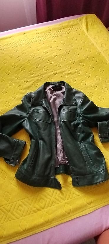 massimo dutti jakne: Zelena KOŽNA JAKNA, od prave kože, vel L/XL, odlično očuvana — 3