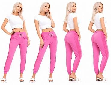 Ženske trenerke – roze - Model: uski kroj sa elasticiranim manžetnama