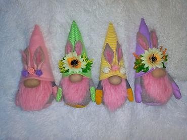 polica dubina 20 cm: Ručno pravljeni ukrasni patuljci sa zečijim ušima – prolećni/uskršnji — 7