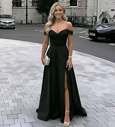 bodi slim: Elegantna duga večernja haljina sa spuštenim ramenima - Kroj — 3