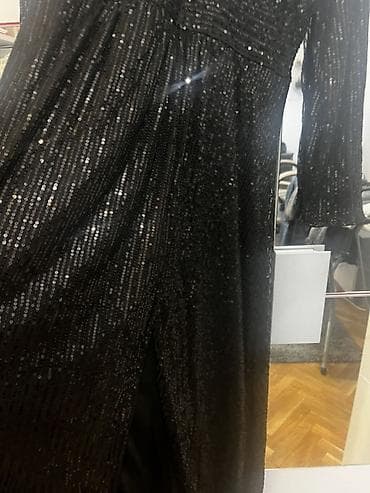 Underwear: NOVA. Elegantna duga crna haljina sa šljokicama - Model: duga — 2