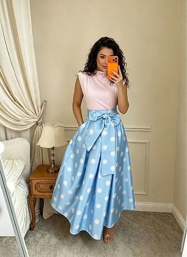 colmar beograd: 🔥Ženska midi suknja na tufne sa velikom mašnom u struku S m l Cena — 1