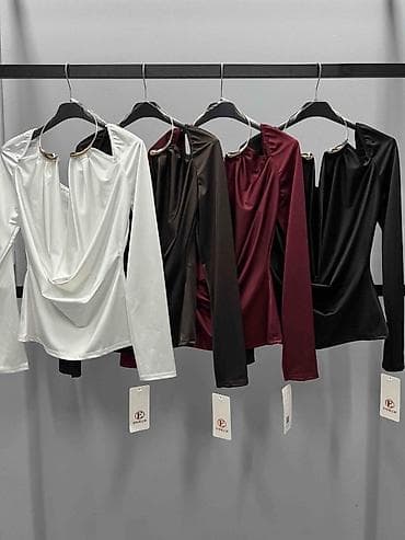 bluza bershka s: Elegantna ženska bluza sa dugačkim rukavima i efektom drapiranja — 4