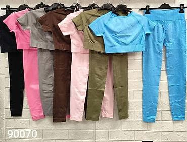 zara crne pantalone: Ženski komplet za trening – kratka majica i helanke s visokim strukom — 7