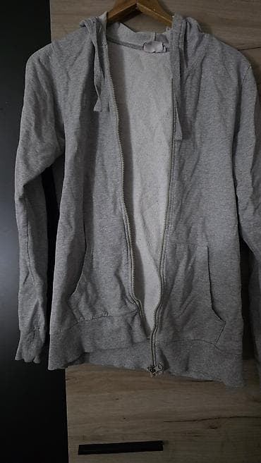 Dukserice: Siva dukserica sa rajsferšlusom i kapuljačom - Boja: svetlosiva — 3