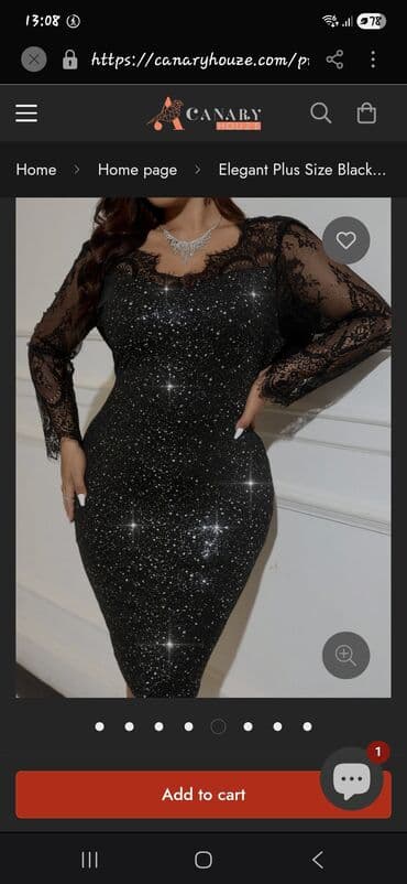 Elegantna crna večernja haljina za punije dame - Kroj: uska, midi