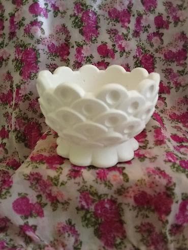 Tekstil: Dekorativne keramičke posudice/vazice – set bele boje - Materijal — 2