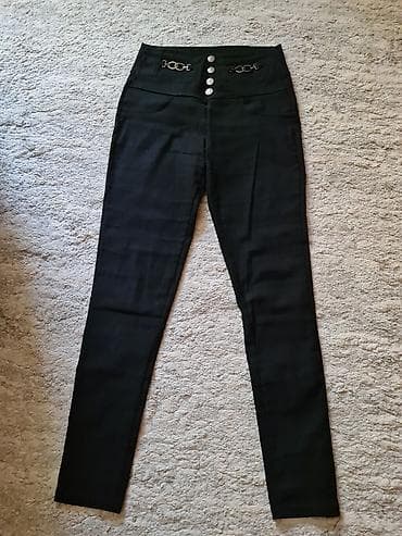 Ženske pantalone – crne, visok struk, skinny kroj - Materijal